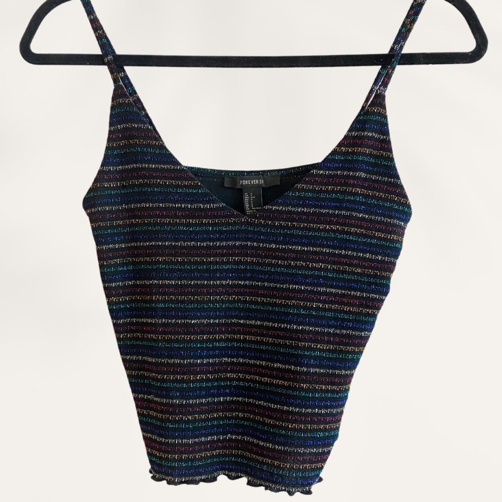Multi-color "Forever 21" slip crop-top